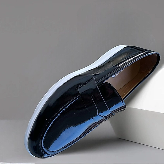 Erkek  Siyah Rugan Klasik poli Bağsız  Ayakkabı As.084