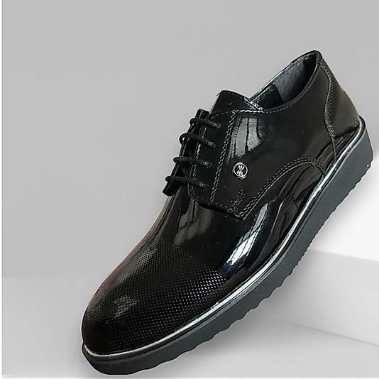 Erkek Siyah Rugan Klasik Poli Bağcıklı  Ayakkabı  As.082