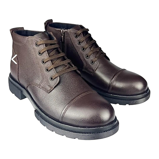 Erkek kahverengi Hakiki Deri Bağcıklı Bot