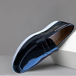 Erkek  Siyah Rugan Klasik poli Bağsız  Ayakkabı As.084