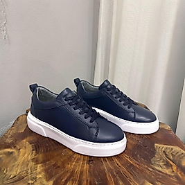 Lacivert Hakiki Deri Erkek Spor Ayakkabı